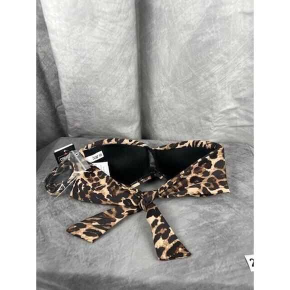 Bar III NATURAL Convertible Cheetah-Print Bandeau Bikini Swim Top, US X-Small - Picture 5 of 6